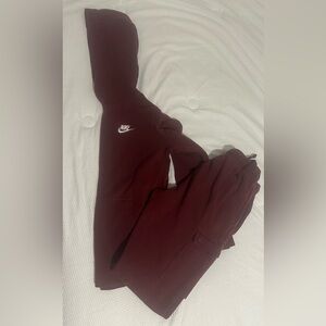 Burgundy Nike Hoodie & Cargo Pants Set